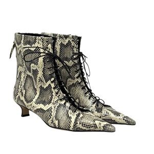Aeyde Snake Print Lace Up Boots